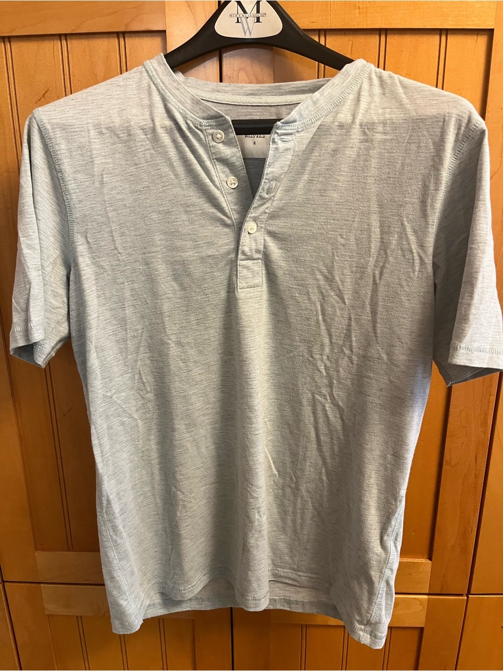 Billie Reid Men's Light Blue/Grey Short-Sleeve Henley Shirt